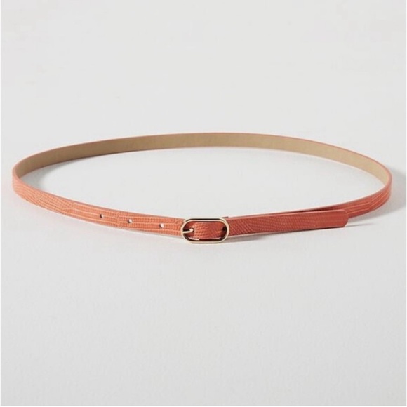 Anthropologie Accessories - ANTHROPOLOGIE Pink Skinny Croc Belt NWT Size Medium